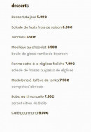 Menu Blotti - Les desserts