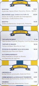 Menu Capri - Les entrées, plats et desserts