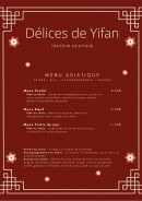 Menu Délices de Yifan - Les menus