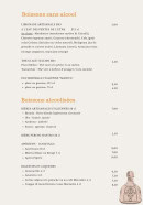 Menu Dolce Vita - Les boissons sans alcool et boissons  alcoolisées