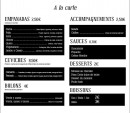 Menu Listo - La carte