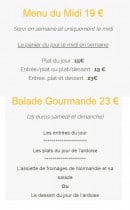 Carte et menu de Hotel restaurant de la terrasse à Varengeville sur Mer — menu du midi et gourmande