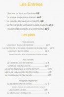 Carte et menu de Hotel restaurant de la terrasse à Varengeville sur Mer — les entrées et plats