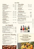 Menu Chantegrill - Les vins, digestifs...