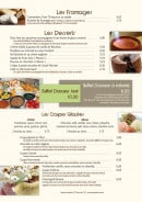 Menu Chantegrill - Les fromages, desserts ...