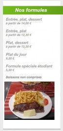 Menu Brasserie Le Golf - Les formules