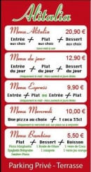 Menu Alitalia - Les Menus