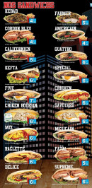 Menu Kebab City - Sandwiches