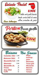 Menu Papa-poule - Les salades, portions et boissons