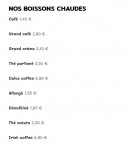 Menu Le Café Suisse - Les boissons chaudes