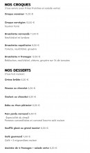 Menu Le Café Suisse - Les croques et desserts