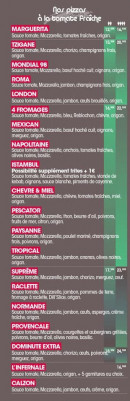 Menu Dominute Pizza - Les pizzas bases tomates