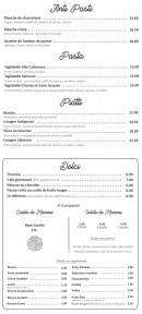 Menu Mamma Mia - antipasti, pates et desserts