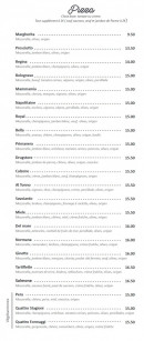 Menu Mamma Mia - les pizzas