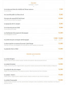 Carte et menu de Les Relais d'Alsace Taverne Karlsbrau à Bonsecours — Les entrées et salades gourmandes