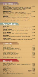 Menu Fujiya Sushi - Les sackés, cocktails, ...