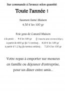 Carte et menu de La Fontaine Fleurie à Fontaine la Mallet — foie gras a emporter