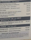 Carte et menu de Au Vieux Logis à Le Treport — Les poissons, choucroute et salades