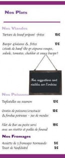 Menu Restaurant 4 Saisons - Plats et fromages 