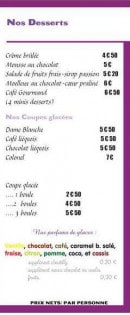 Menu Restaurant 4 Saisons - Desserts