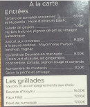 Menu Le 1973 - Les entrées et grillades