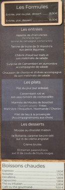 Menu Le 1973 - Les formules