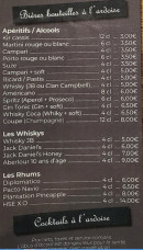 Menu Le 1973 - Les bières bouteilles, whiskys et rhums, ...