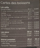 Menu Le 1973 - Les softs, eaux et bières pression