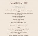Carte et menu de le normandie à Rives-en-Seine  — menu gastro
