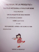 Carte et menu de Au régal de la presqu'ile à Yville sur Seine — Un exemple de suggestion du chef