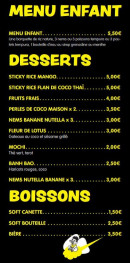 Menu Asian kitchen - Menu enfant, desserts et boissons