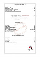 Menu Chef Panda - Les accompagnements, desserts, ...