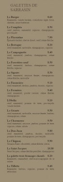 Menu Crêpe Chignon - les galettes de sarrasin