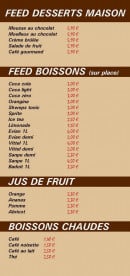 Menu Feed - Les desserts, boissons et jus de fruit 