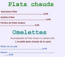 Menu La Case à Café - Les plats chauds et omelettes 