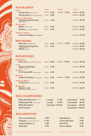 Carte et menu de Le bistrot de la plage à Le Havre — Les vins, champagnes...
