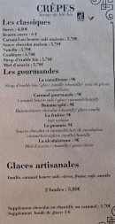 Menu Le Henri Cat - Les crêpes et glaces artisanales