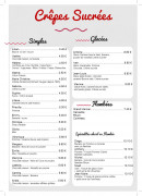 Carte et menu de Crêperie de la cressonnière à Veules les Roses — Les crêpes sucrées