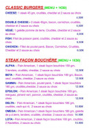 Menu o'mozza foods - Classic burgers et steak façon bouchère