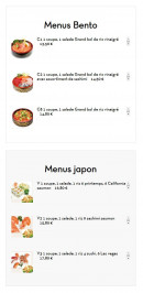 Menu Sakura - Menus bento et menus Japon