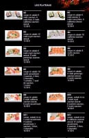 Menu Sushi Kokiyo - Les plateaux 