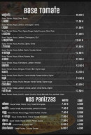 Carte et menu de Au pétrin à Montcourt Fromonville — Les pizzas base tomate
