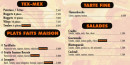 Menu Bella Pizza - Tex mex tartes et salades