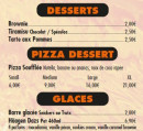 Menu Bella Pizza - Les desserts et glaces