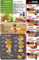 Menu Dream's Pizza - Salades, paninis, tex mex,....