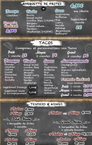 Menu Wam's - Les barquettes, tenders et tacos,...