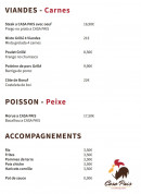 Carte et menu de Casa Pais à Gretz Armainvilliers — Les viandes, poissons et accompagnements