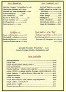 Carte et menu de Pizza Favina à Tournan en Brie — les apéritifs, cocktails, antipastis, spécialistes du chef et les salades