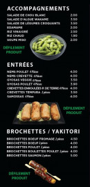 Carte et menu de Sushi nori à La Ferte Sous Jouarre — Les entrées, brochettes, …