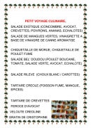 Menu La Kaz' Antilles - Le petit voyage culinaire